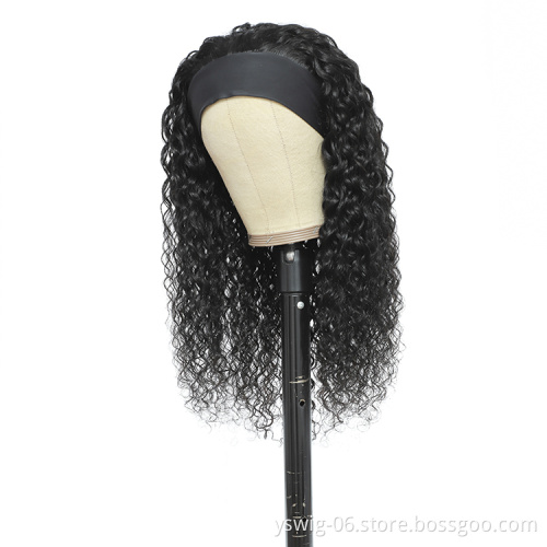 YS 100% Virgin Brazilian Water Wave Human Hair Headband Wigs, Wholesale Natural Human Hair Wigs for Black Women, None Lace Wigs